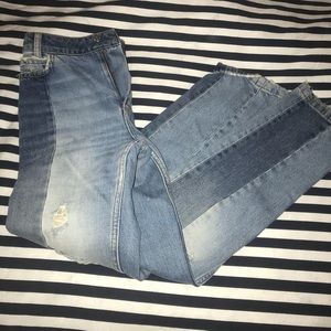Free People Color-Block Boyfriend Jeans NWT